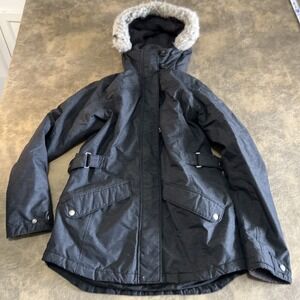 Columbia Jacket Women's M Gray Thermal Coil Insulated Fur Hood Parka